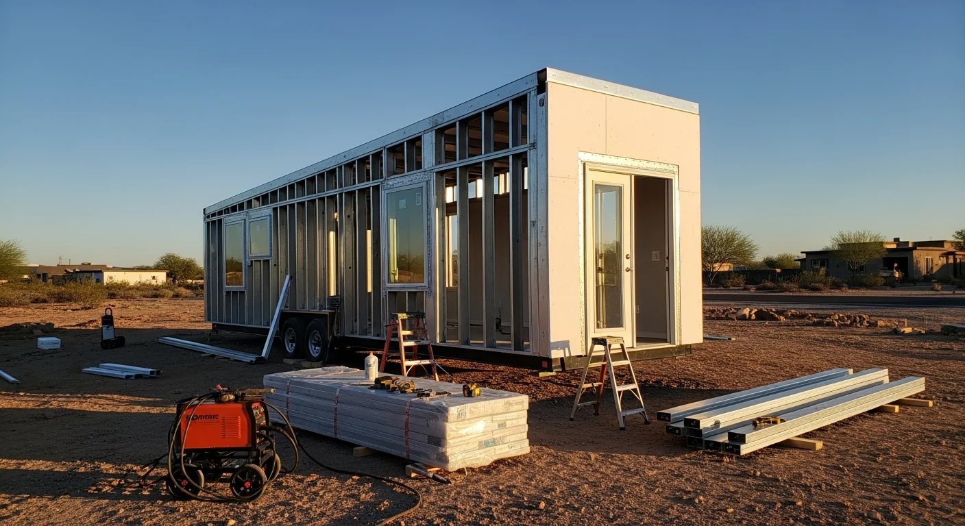 Custom portable living unit construction in progress